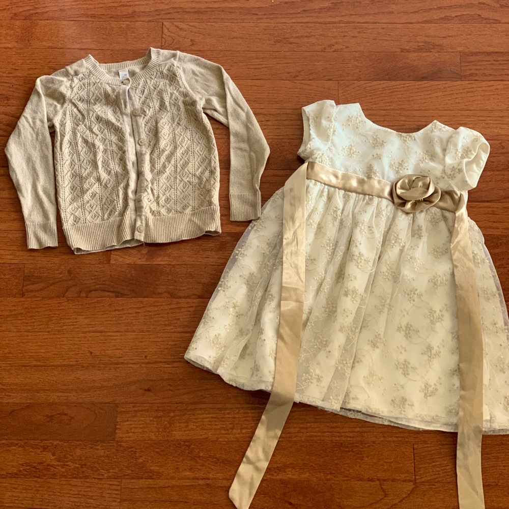 Flower girl dress. Cream and champagne. 2T